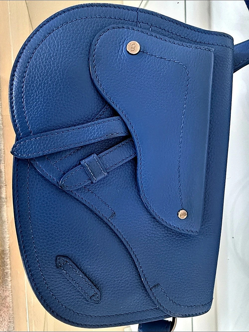 Dior Saddle Bag with Strap Blue Crossbody Bag